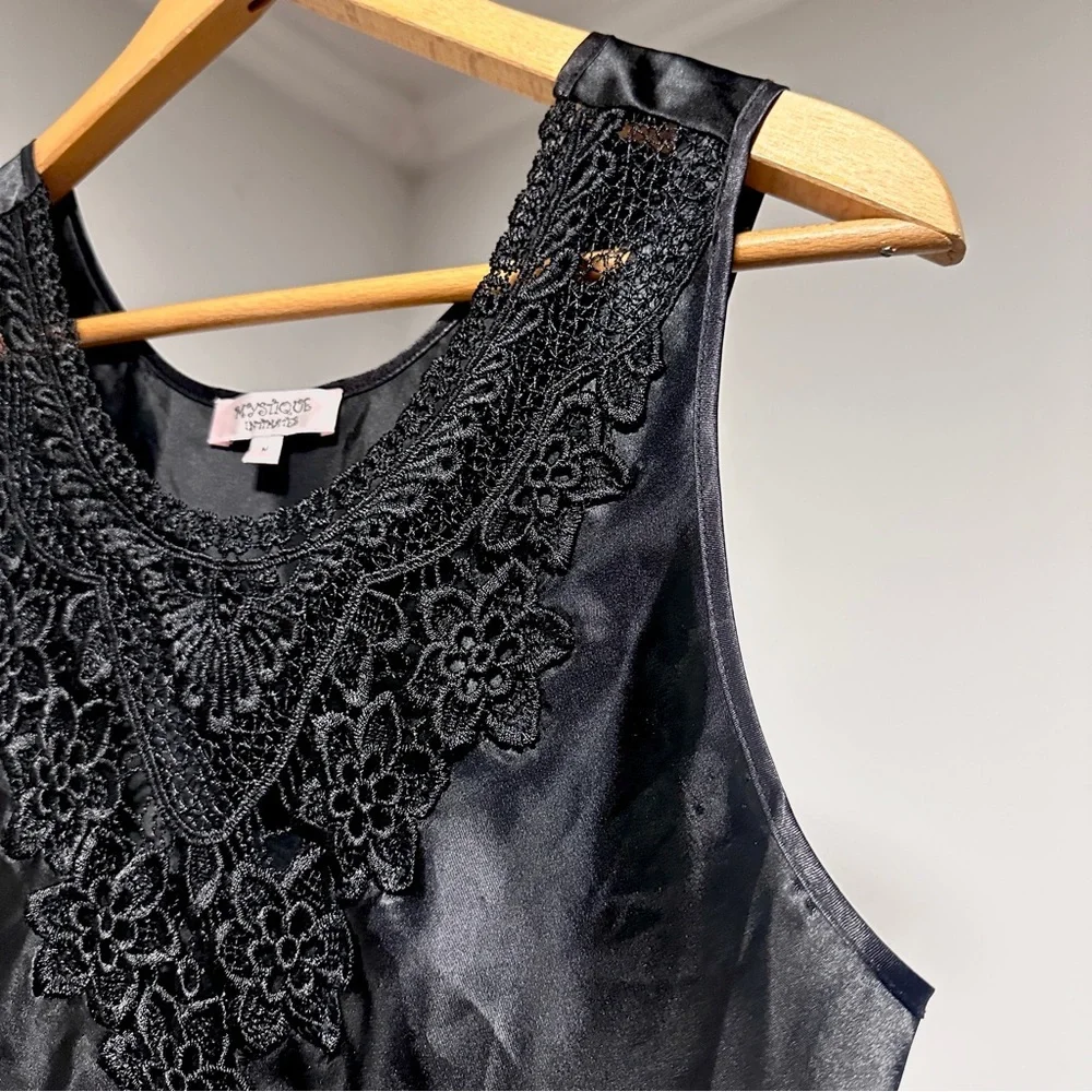 Vintage 90s Black Floral Lace Camisole Women’s Size Medium Party Whimsigoth EUC - Picture 4 of 16